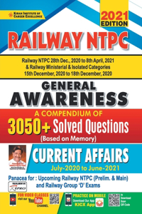 Kiran Railway NTPC & Ministerial Exam General Awareness Held on 15 December 2020 to 08 April 2021, 3050+ Solved Questions (English Medium)(3400)