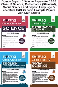 Combo Super 10 Sample Papers for CBSE Class 10 Science, Mathematics (Standard), Social Science and English Language & Literature 2021-22 Term I Sample Papers with OMR Sheets